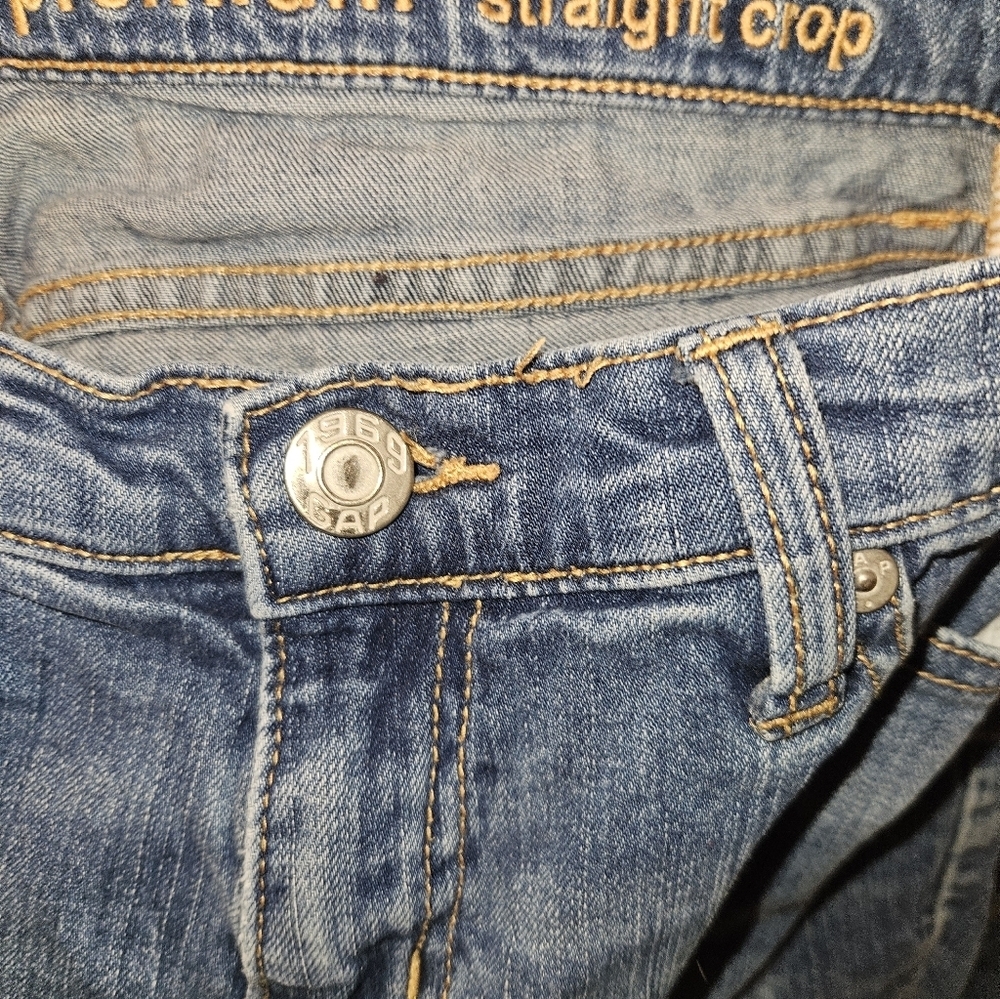 Gap Womans Premium Straight Crop Blue Jeans Size 8 - Picture 10 of 11